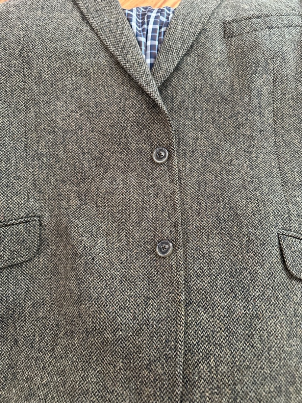 Jos. A. Bank Brown Herringbone Tweed Sport Coat with Tan Elbow Patches - Picture 6 of 11